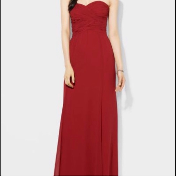 ralph lauren red strapless dress Brittani strapless wrap-effect satin maxi dress - red